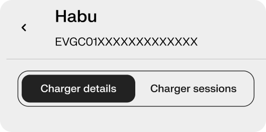 Obraz pokazuje przycisk segmentowy z panelu flotowego z wybraną pozycją "Detale ładowarki"